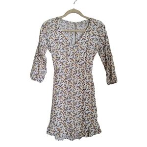 Hollister Dress XS White Floral Mini Open Back V-Neck